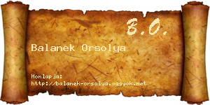 Balanek Orsolya névjegykártya